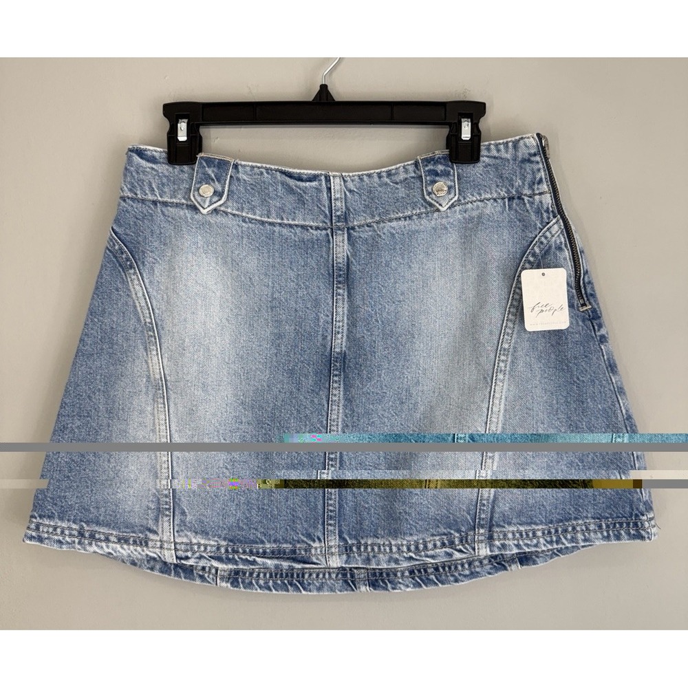 We The Free Runaway Denim Mini Skirt Women's 30 Side Zip Free People Blue Denim